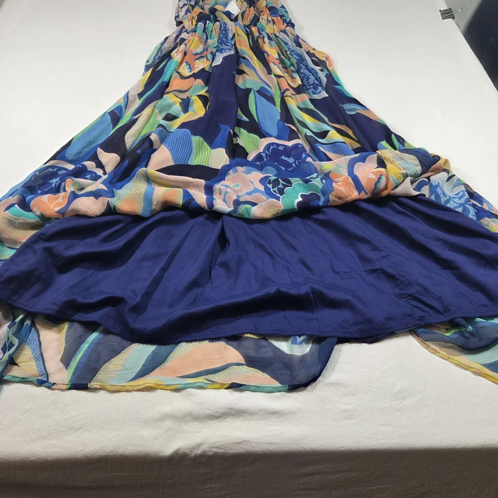 Alexander Farmer Anthropologie Multicolor Maxi Halter Maxi Dress Cross-Back XL - Picture 8 of 12